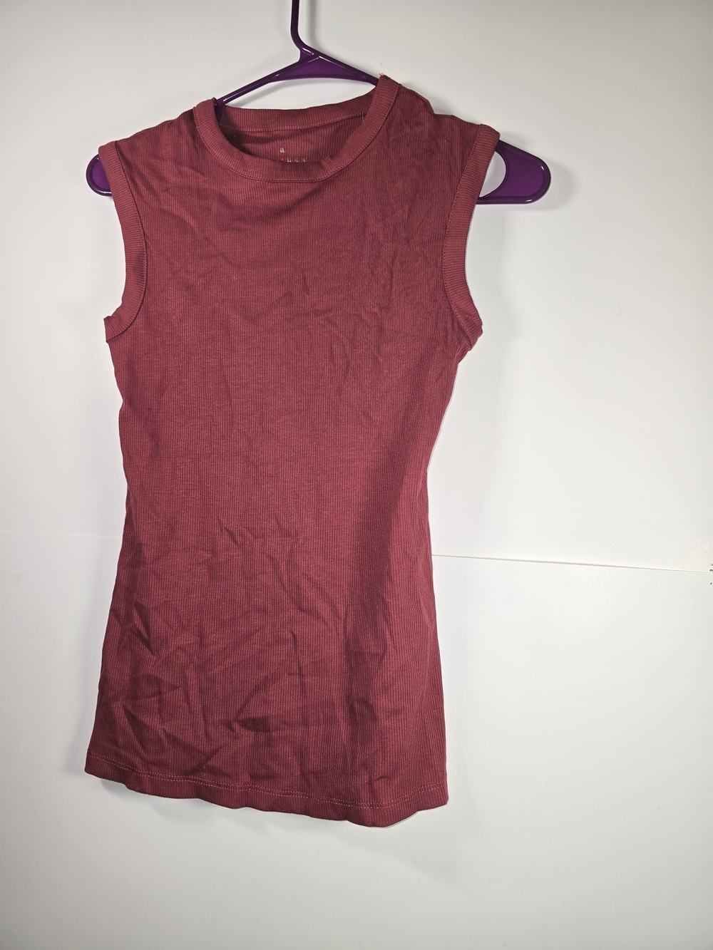 Sleeveless Ribbed Tank Top dark pink